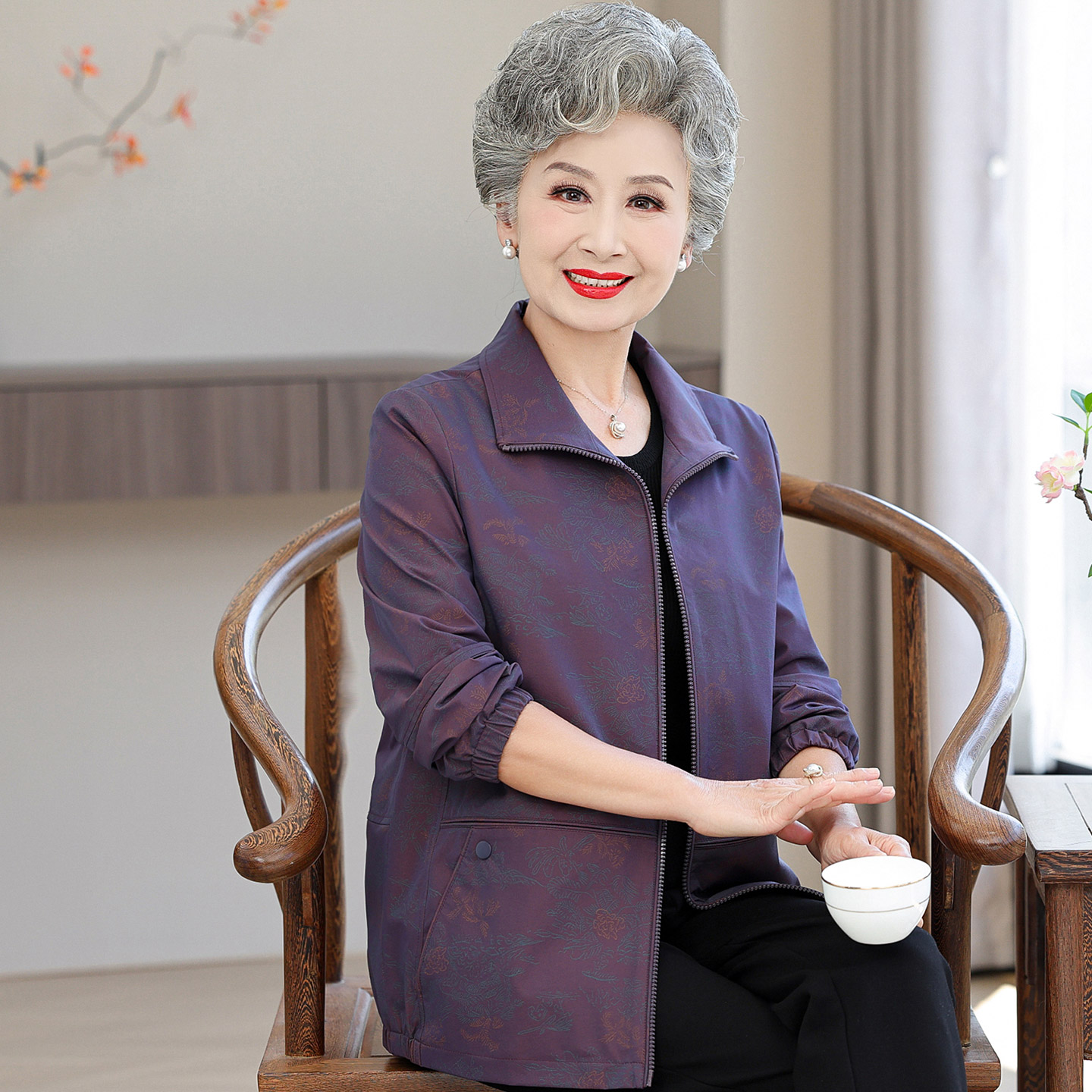 中老年人春装风衣外套