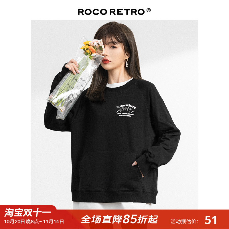 ROCO彩虹小镇宽松圆领长袖卫衣