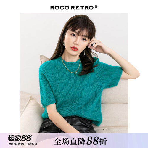 ROCORETRO马海毛短袖针织衫