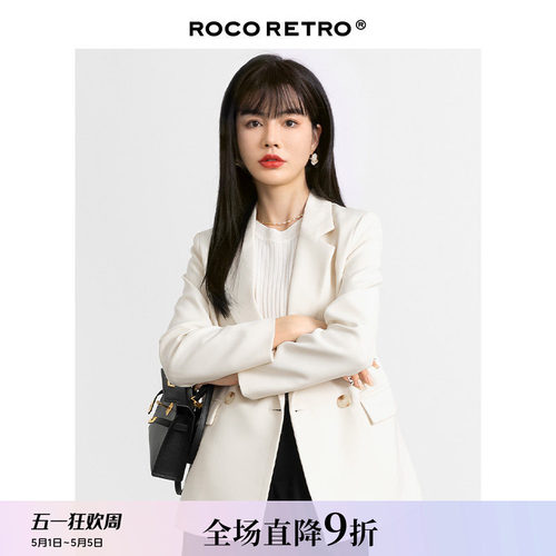 通勤风双排扣基础款百搭西装外套