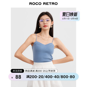 ROCO 15色可选 设计感花边薄羊毛吊带背心女外穿内搭无袖上衣夏季