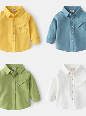 男童纯棉衬衫春秋儿童白色衬衣童装秋装宝宝上衣男孩薄款童装外套