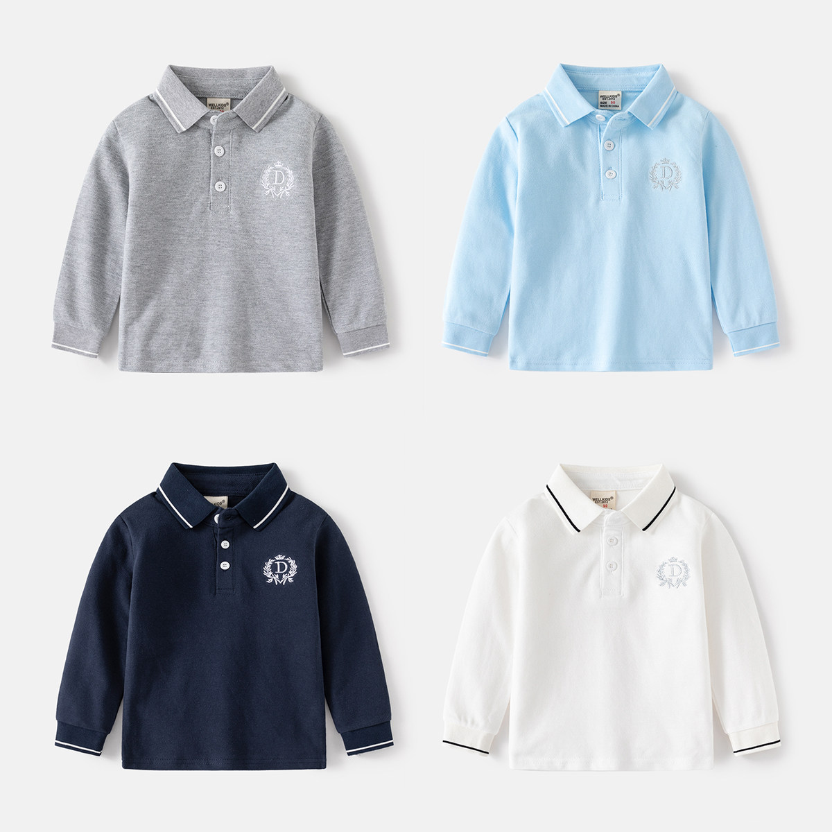 儿童纯棉polo衫 男女童 翻领长袖打底衫 学院风 中小童校服春秋