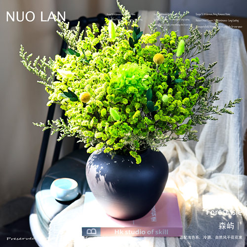 天然风干真花束水晶草绣球尤加利叶客厅摆设轻奢家居桌面装饰插花