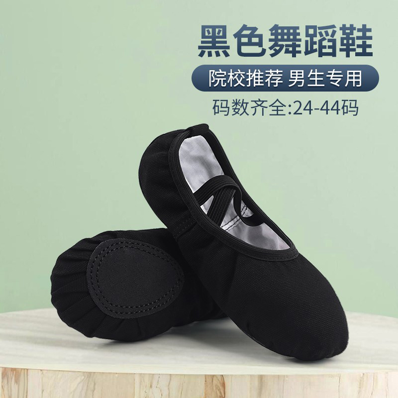 黑色舞蹈鞋男童练功专用软底鞋白