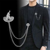 胸针西服配饰品 韩版 英伦风男士 百搭胸花女 流苏链条大衣别针 个性