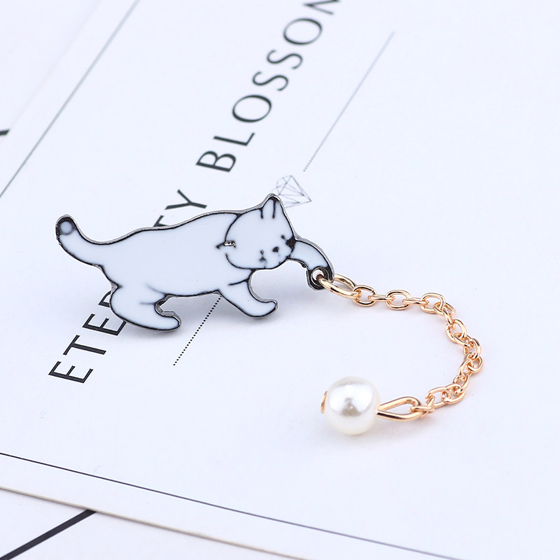小猫珍珠流苏胸针可爱日系 卡通动漫学生书包装饰徽章少女心萌物
