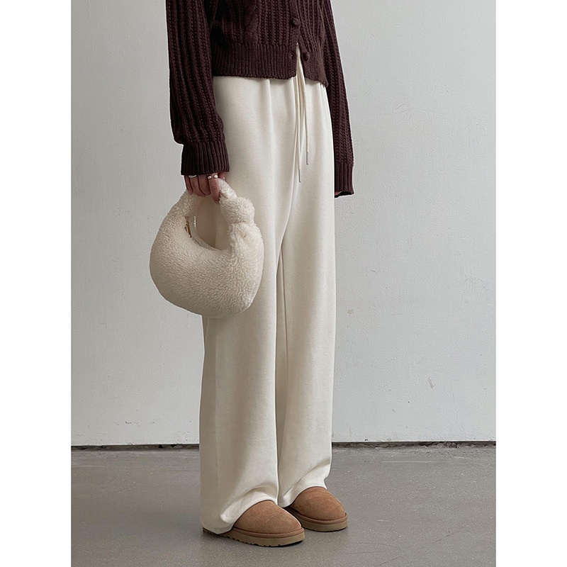 【素颜遛狗裤 4色】韩系通勤直筒加绒休闲裤冬季阔腿裤n292b