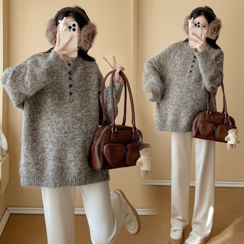 孕期穿搭孕妇装毛衣2025冬季新品宽松简约遮孕肚舒适百搭打底上衣