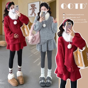 套装 秋季 新款 毛衣宽松外穿上衣 两件套 实拍现现 短裤 2025孕妇装