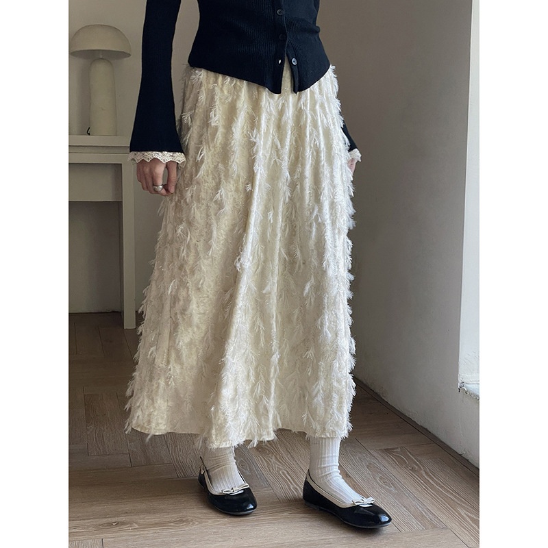 【年会战裙】法式复古丝绒提花a字中长裙女装冬季半身裙n894c