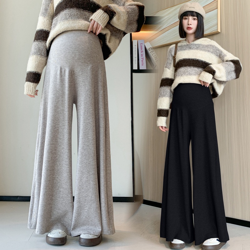 实拍 孕妇装春秋新款糯米九分裤裙休闲显瘦垂感宽松大摆裤