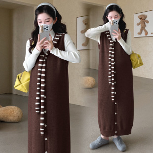 背心裙马甲针织打底衫 加厚打底中长款 简约 2025秋冬新款 孕妇装