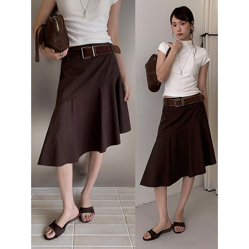 【】设计感不规则下摆鱼尾裙女秋季新款韩系高腰半身裙n436c