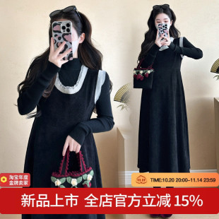 打底上衣减龄气质款 韩版 马甲连衣裙潮妈 实拍现货秋季 孕妇装