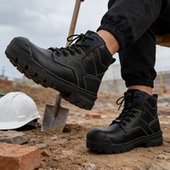 耐磨防水防滑工作鞋 新款 户外头层牛皮塑钢头防砸防刺保暖劳保鞋