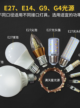 led灯泡e27螺口家用节能超亮5W9W12W大功率220V龙珠玉米G9G4光源
