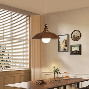 2025新款复古胡桃木餐厅吊灯中古风走廊过道玄关茶室酒吧台餐吊灯