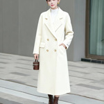 25新款今年流行羊毛大衣女中长款白色加厚百搭后开叉过膝外套爆款