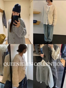 QUEENIE2026早春新款 设计师镂空韩系女装高级感宽松针织衫毛衣