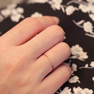 盖娅琳 不掉色18k金芝麻珠编绳本命年极细红绳转运珠戒指女叠戴