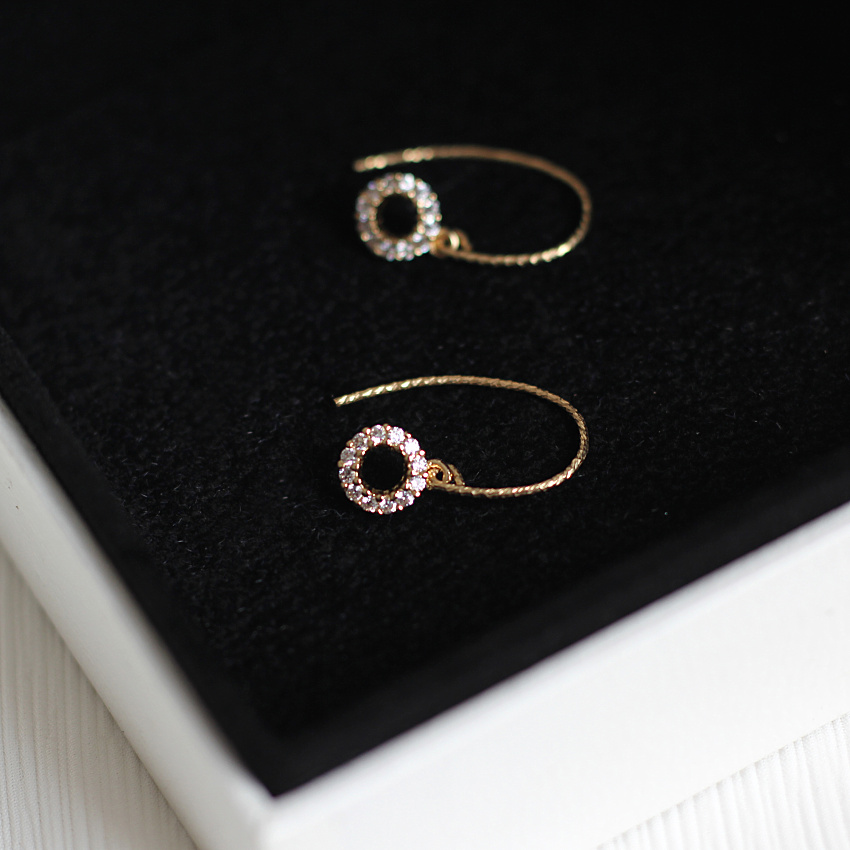 美产14k包金锆石耳环精致女