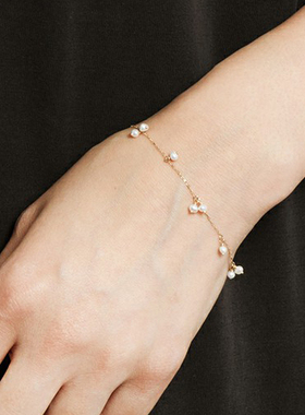 美国进口14k包金珍珠手链女