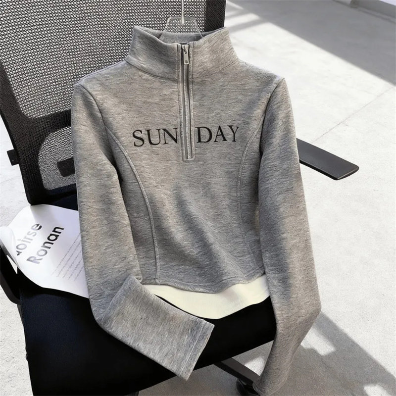 秋季薄款假两件设计感慵懒风软糯外套冬季德绒打底衫女修身卫衣女