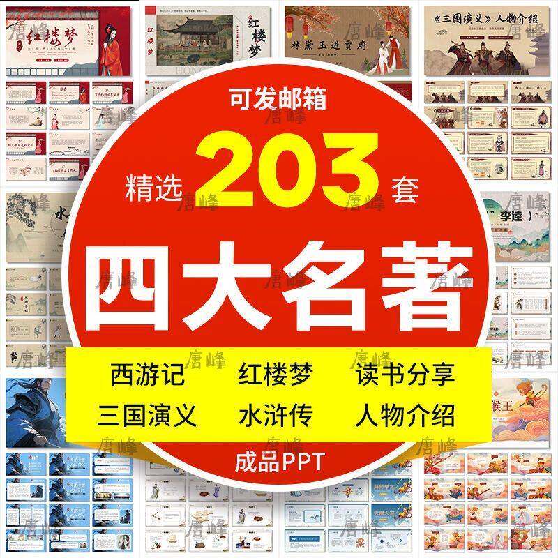 水浒传西游记红楼梦三国演义四大名著人物读书分享说课件PPT模板