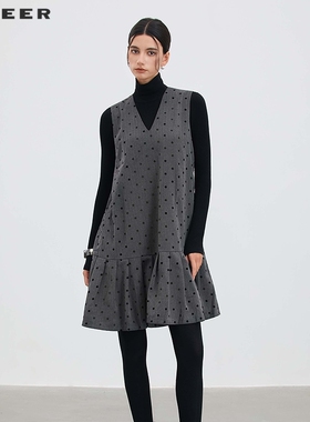 【一一专属】25年新品学院风V领撞色波点无袖连衣裙S253Z1256