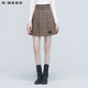 女新通勤简约装 一一专属 撞色格纹压褶短裙S20381306