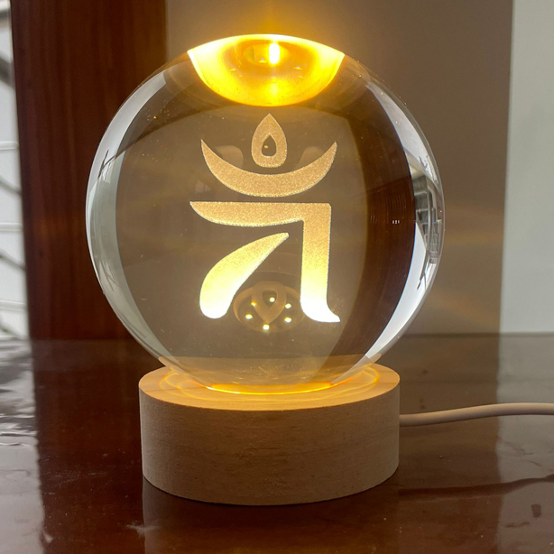 准提佛母种子字水晶球摆件供奉生日礼物纪念品桌面客厅玄关装饰