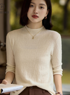 帕什精纺羊绒衫女100%山羊绒25秋冬新五分袖针织毛衣 JFNZ-000067