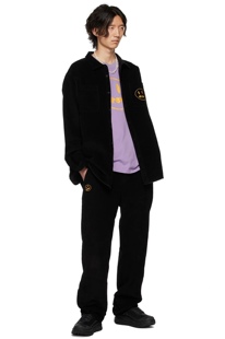 加大码 长袖 衬衫 Dre 猪窝笑脸男女款 灯芯绒 黑色 JustinBieber