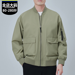 潮牌工装美式大码棒球服男款加肥加大2026新款休闲飞行夹克男外套