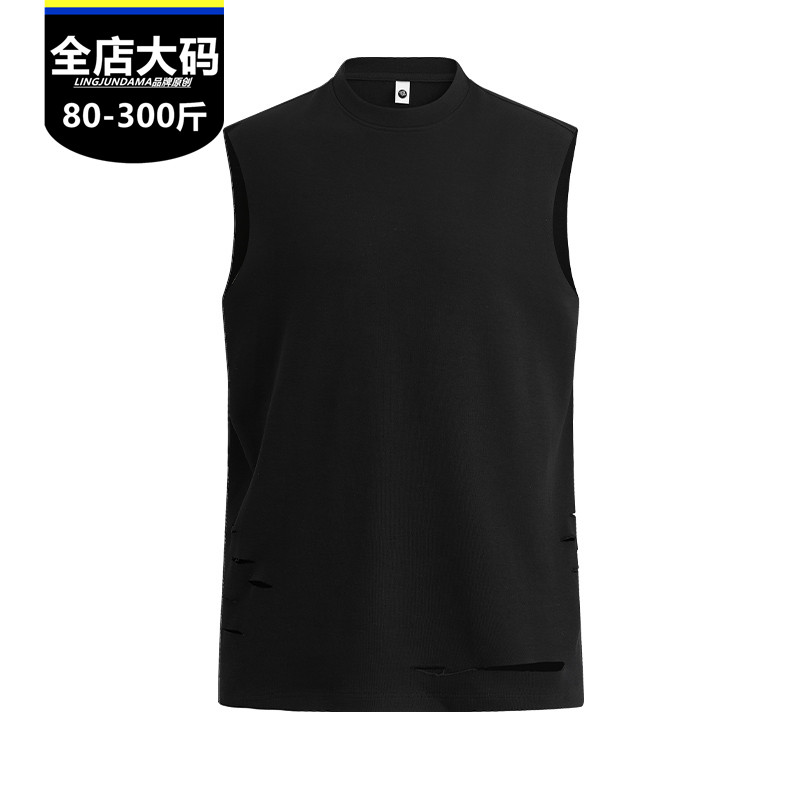 男青年夏季加肥加大码宽松版纯色无袖t恤衫休闲运动跑步汗衫背心T