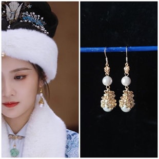 玉茗茶骨张慧雯同款耳环耳坠贝珠珍珠款宋明制配饰耳饰新中式耳钉