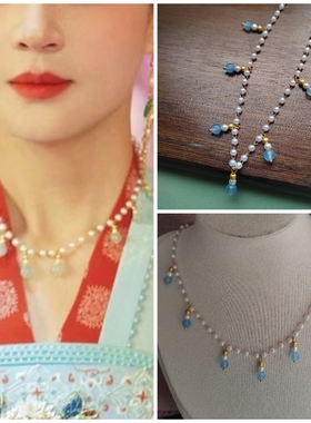 古装汉服唐风宋制古风项链配饰品珠帘玉幕花魁同款项链软璎珞短款