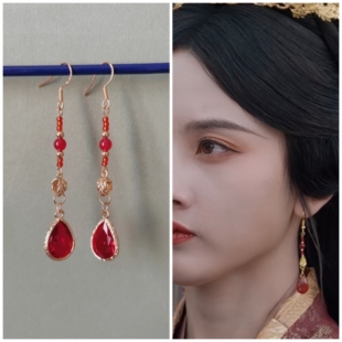 折腰同款耳环宋祖儿小乔同款耳饰耳坠耳夹配饰品战国袍长耳饰配饰