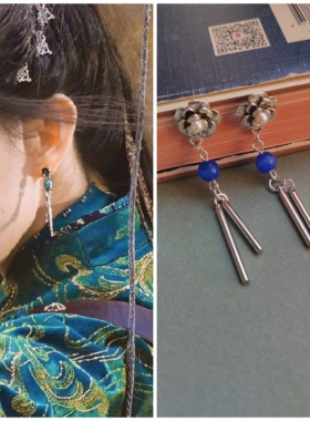 大梦归离裴思婧程潇同款耳环耳坠配饰蓝色金属民族风耳饰耳钉耳饰