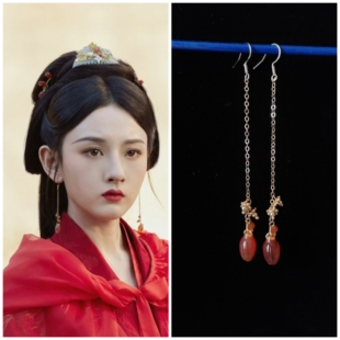 折腰宋祖儿小乔同款耳环耳饰耳坠耳夹西瓜晶玉兰花苞耳坠配饰品