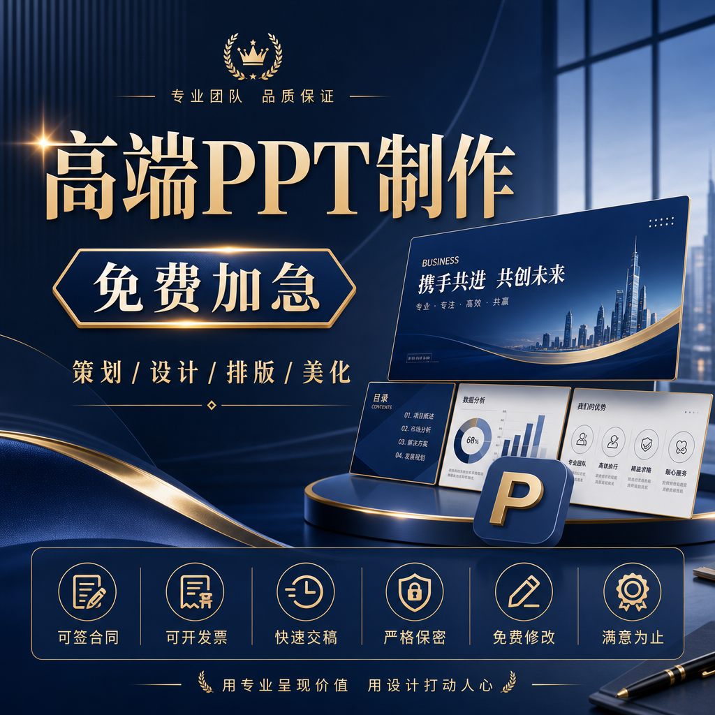 专业PPT制作定制/设计排版美化/商务演示文稿/免费加急图片