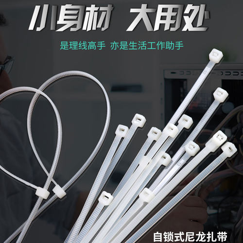 自锁式尼龙扎带 网线整理扎带 料捆束带白色 长度15/20/25/30cm