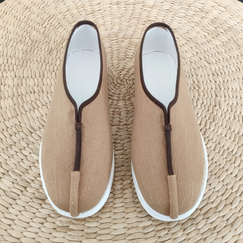 中式复古风居士禅意僧布鞋手工千层底透气棉麻夏季男一脚蹬单鞋男