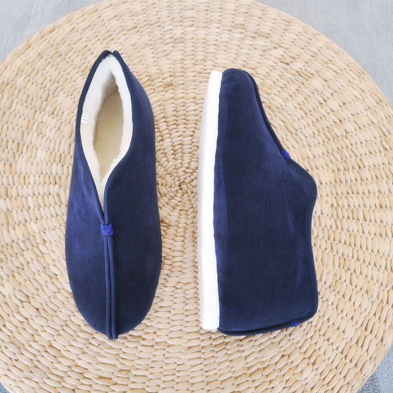 老北京千层底羊皮毛一体高帮保暖爸爸禅意居士僧棉鞋复古居家男鞋