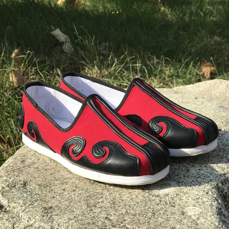 老北京手工千层底练功布鞋云头洒鞋中式古风男红色婚鞋开车透气鞋