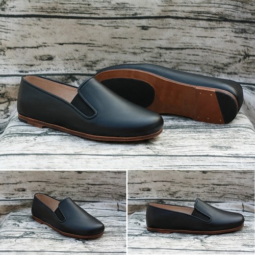 老北京牛皮底驾车中式风方口布鞋