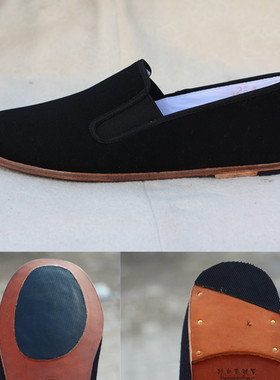 老北京手工牛皮底中老年方口男士春夏礼服呢相巾开车透气休闲布鞋