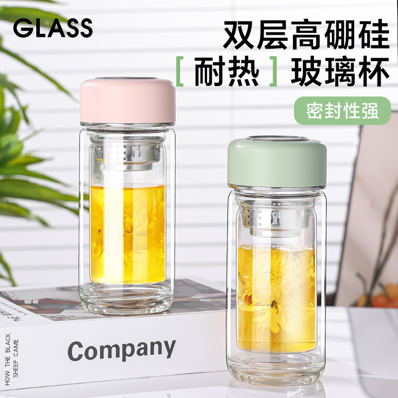 高级感超迷你双层玻璃小水杯办公室女生小巧便携口袋杯子防摔夏天
