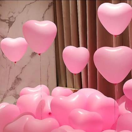 桃心爱心气球装饰婚房套装房间粉色订婚婚礼心形造型结婚场景布置